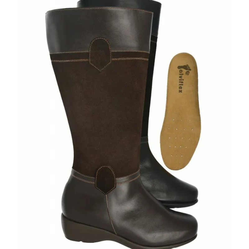 Alviflex Botas Cana Ancha|Bota De Sport, Cana Ancha De 43-44Cm, Cuna De 2 Cm, Suela De Poliuretano