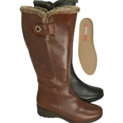 PieSanto Botas Cana Ancha|Bota De Cana De 43 Cm Y Pala Lisa, Cuello Lana Y Piso De Goma Con Planta De Descanso Extraible