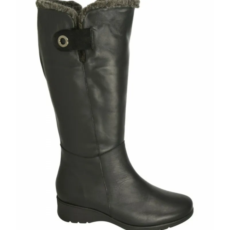 PieSanto Botas Cana Ancha|Bota De Cana De 43 Cm Y Pala Lisa, Cuello Lana Y Piso De Goma Con Planta De Descanso Extraible