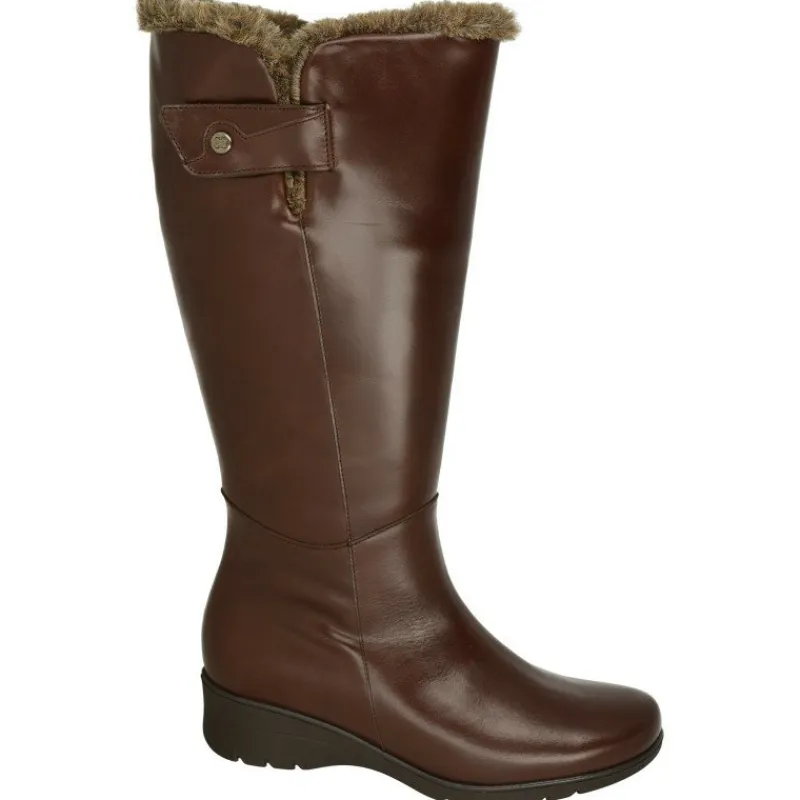 PieSanto Botas Cana Ancha|Bota De Cana De 43 Cm Y Pala Lisa, Cuello Lana Y Piso De Goma Con Planta De Descanso Extraible