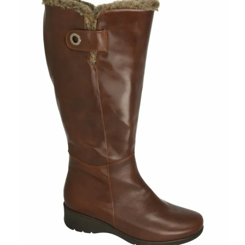 PieSanto Botas Cana Ancha|Bota De Cana De 43 Cm Y Pala Lisa, Cuello Lana Y Piso De Goma Con Planta De Descanso Extraible