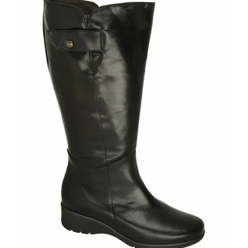 PieSanto Botas Cana Ancha|Bota De Cana De 43 Cm Y Pala Lisa, Cuello Lana Y Piso De Goma Con Planta De Descanso Extraible