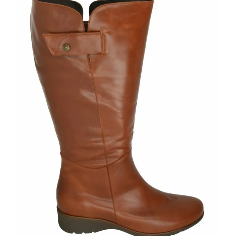 PieSanto Botas Cana Ancha|Bota De Cana De 43 Cm Y Pala Lisa, Cuello Lana Y Piso De Goma Con Planta De Descanso Extraible