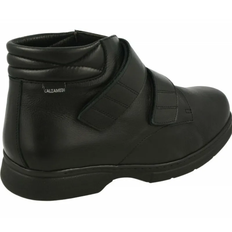 Calzamedi Botines|Bota Velcro De En Ancho 14 Para Pies Sensibles Con Planta De Descanso Movible Y Cuna De Goma Negro