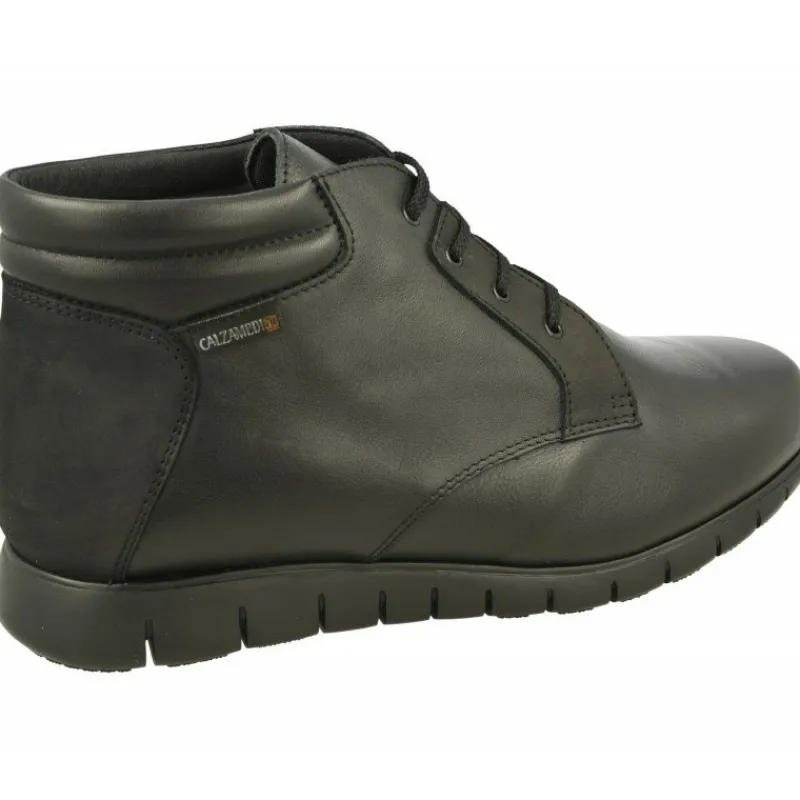 Calzamedi Botines|Botin Cordon De En Pala Lisa Con Piso Aligerado Y Planta De Descanso Extraible En Horma De Ancho 14 Negro