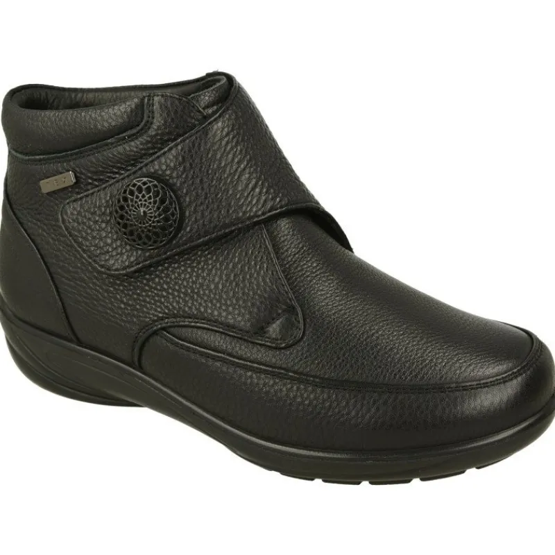 G Comfort Botines|Botin De Con Ajuste De Velcro En Piel Lisa Con Forro Y Membrana Impermeable Con Planta Extraible. Negro