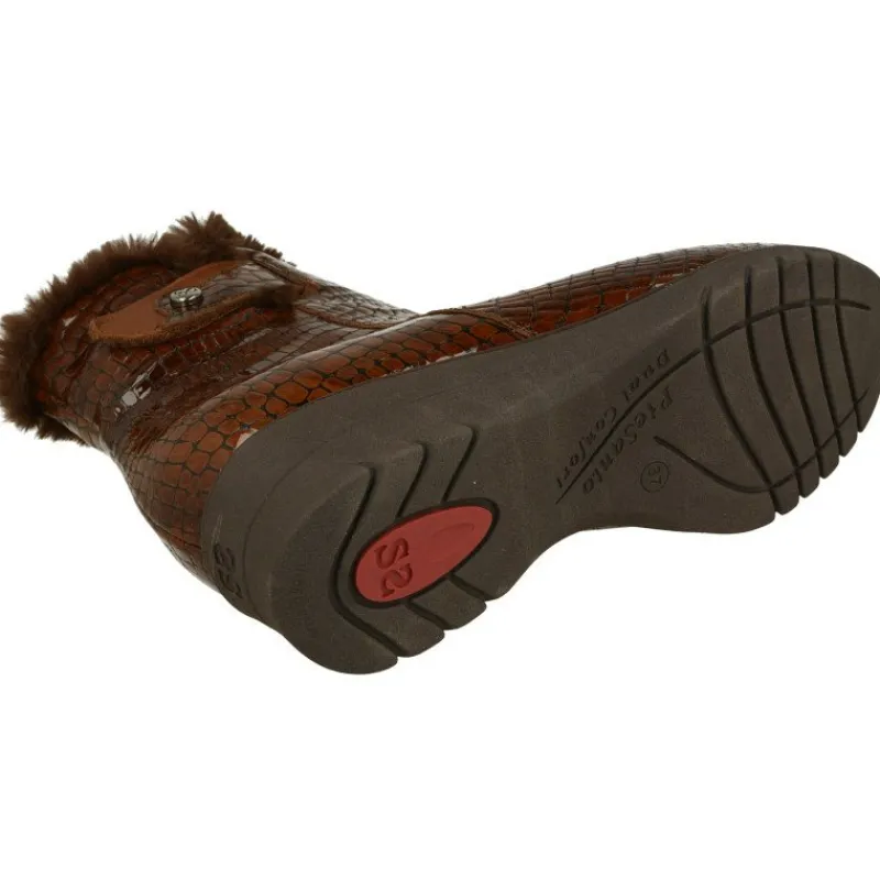 PieSanto Botines|Botin De En Piel Coco Charol Con Cuello Borreguillo, Piso De Cuna De Caucho Y Planta Descanso Extraible