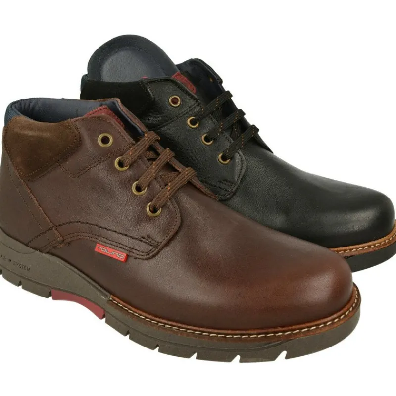 Tolino Botines|Botin De Acordonado De Pala Lisa Con Piel Engrasada Y Piso De Caucho Flexible Con Planta Anatomica Extraible