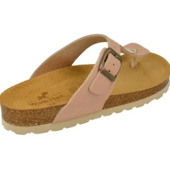 Garzon Sandalias|Chinela De Esclava Con Hebilla Lateral Planta Anatomica De Piel Con Goma Microporosa Beige