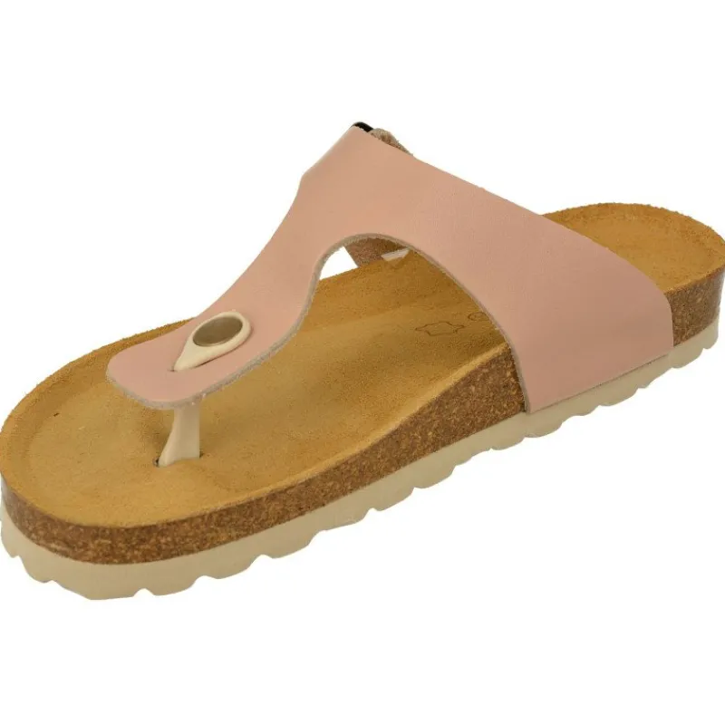 Garzon Sandalias|Chinela De Esclava Con Hebilla Lateral Planta Anatomica De Piel Con Goma Microporosa Beige
