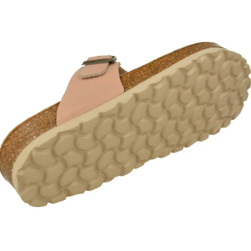 Garzon Sandalias|Chinela De Esclava Con Hebilla Lateral Planta Anatomica De Piel Con Goma Microporosa Beige