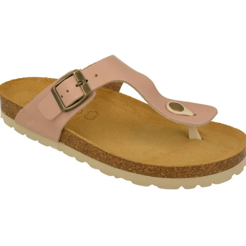 Garzon Sandalias|Chinela De Esclava Con Hebilla Lateral Planta Anatomica De Piel Con Goma Microporosa Beige