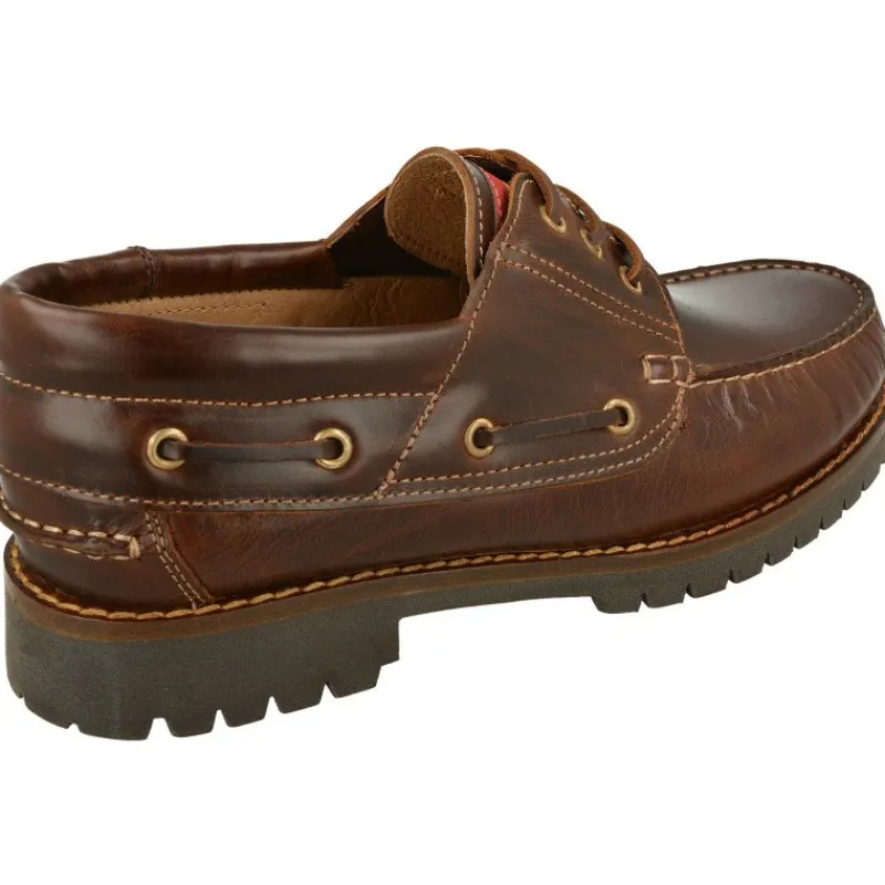 EDWARD'S Zapatos Comodos Para Trabajar|Cordon De Edwards Nautico En Piel Vacuna Con Piso De Goma Lligera Y Flexible Marron