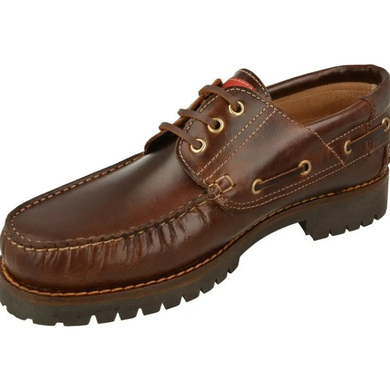 EDWARD'S Zapatos Comodos Para Trabajar|Cordon De Edwards Nautico En Piel Vacuna Con Piso De Goma Lligera Y Flexible Marron