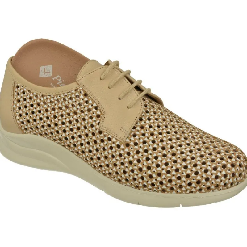 PieSanto Cordones|Cordon De En Piel Picada Combinada Con Piso De Poliuretano Y Planta De Descanso Extraible Taupe