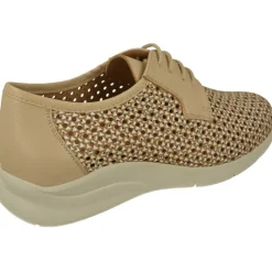 PieSanto Cordones|Cordon De En Piel Picada Combinada Con Piso De Poliuretano Y Planta De Descanso Extraible Taupe