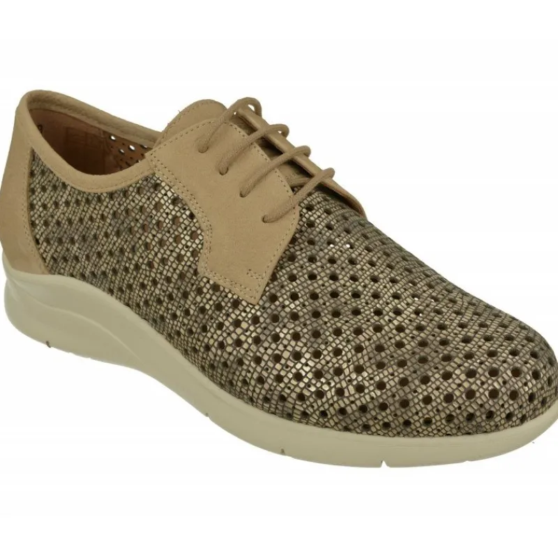 PieSanto Cordones|Cordon De En Piel Picada Combinada Con Piso De Poliuretano Y Planta De Descanso Extraible Taupe