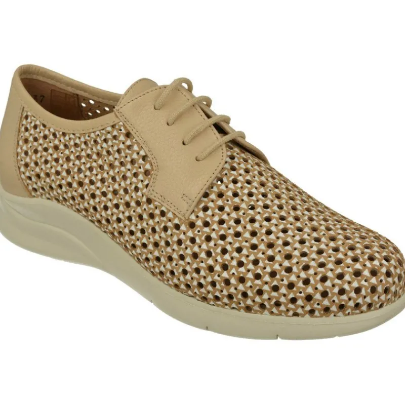 PieSanto Cordones|Cordon De En Piel Picada Combinada Con Piso De Poliuretano Y Planta De Descanso Extraible Taupe
