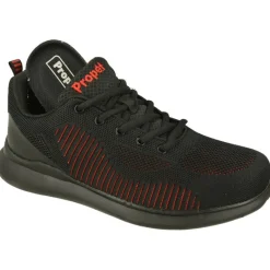 Propet Deportivos|Cordon De Deportivo Combinado En Lona Rejilla Con Vivo Contrastado Rojo Y Suela De Gran Comfort Y Flexibilidad. Negro
