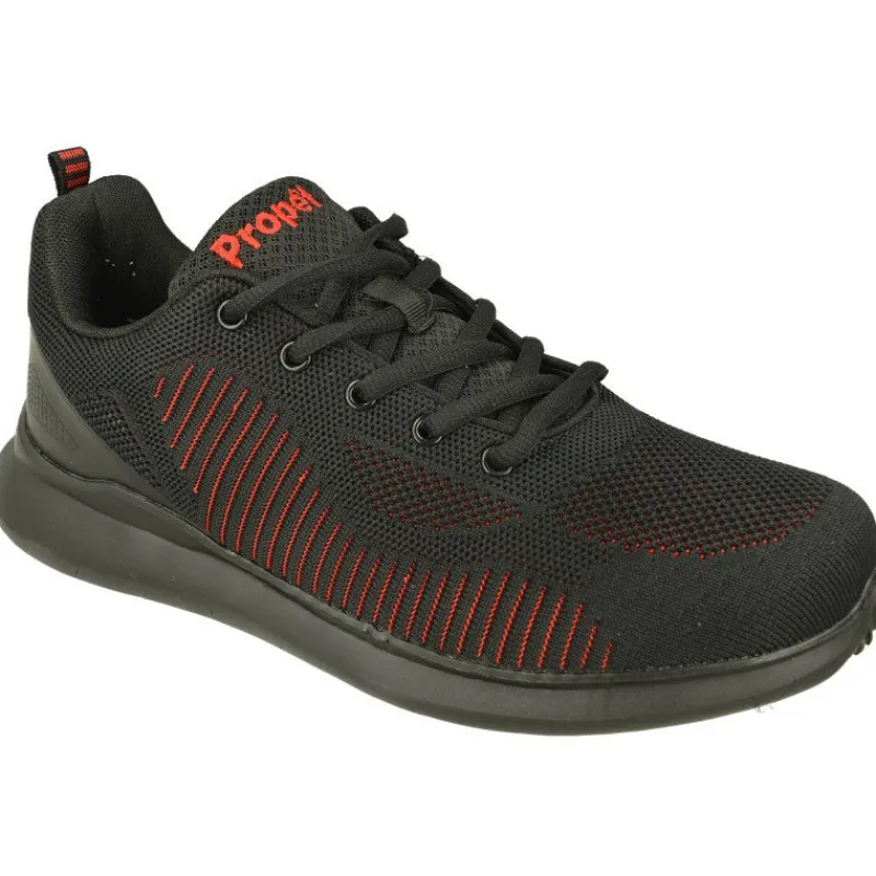 Propet Deportivos|Cordon De Deportivo Combinado En Lona Rejilla Con Vivo Contrastado Rojo Y Suela De Gran Comfort Y Flexibilidad. Negro