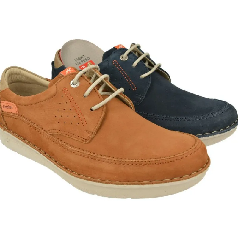 Fluchos Zapatos Ancho Especial|Cordopn De Con Pespunte En Pala Y Piel De Nobuck Transpirable. Planta Anatomica Extraible Y Piso De Poliuretano