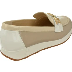 PITILLOS Zapatos De Vestir|Mocasin De En Piel Acharolada Combinada En Tonos Con Bande Estribo Metal Y Piso Y Plnata De Descanso Beige