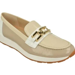 PITILLOS Zapatos De Vestir|Mocasin De En Piel Acharolada Combinada En Tonos Con Bande Estribo Metal Y Piso Y Plnata De Descanso Beige