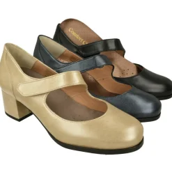 Comfort Class Zapatos Con Pulsera|Pulsera De Confort Class Con Ajuste Por Tira De Velcro. Tacon De Base Ancha Con Planta De Descanso Extraible Y Piso De Goma