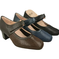 RIKO Zapatos Con Pulsera|Pulsera De Rico Con Ajuste De Velcro Y Pala Elastica. Planta De Descanso Extraible Y Tacon Forrado De Base Ancha