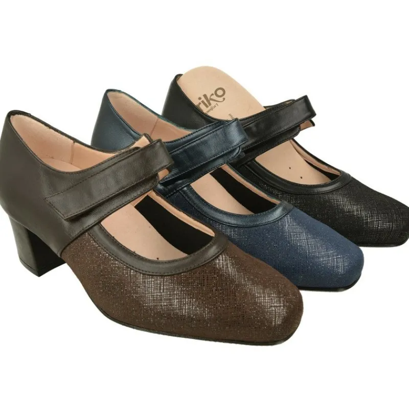 RIKO Zapatos Con Pulsera|Pulsera De Rico Con Ajuste De Velcro Y Pala Elastica. Planta De Descanso Extraible Y Tacon Forrado De Base Ancha