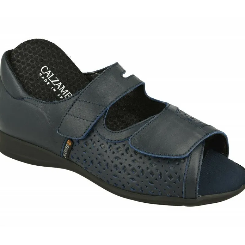 Calzamedi Zapatos Sanitarios|Puntera Abierta De Con Doble Ajuste De Velcro En Horma De Ancho Especial Para Plantillas Marino