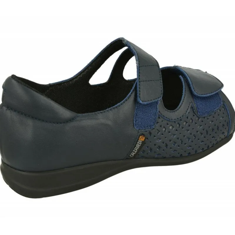 Calzamedi Zapatos Sanitarios|Puntera Abierta De Con Doble Ajuste De Velcro En Horma De Ancho Especial Para Plantillas Marino