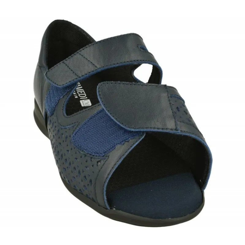 Calzamedi Zapatos Sanitarios|Puntera Abierta De Con Doble Ajuste De Velcro En Horma De Ancho Especial Para Plantillas Marino