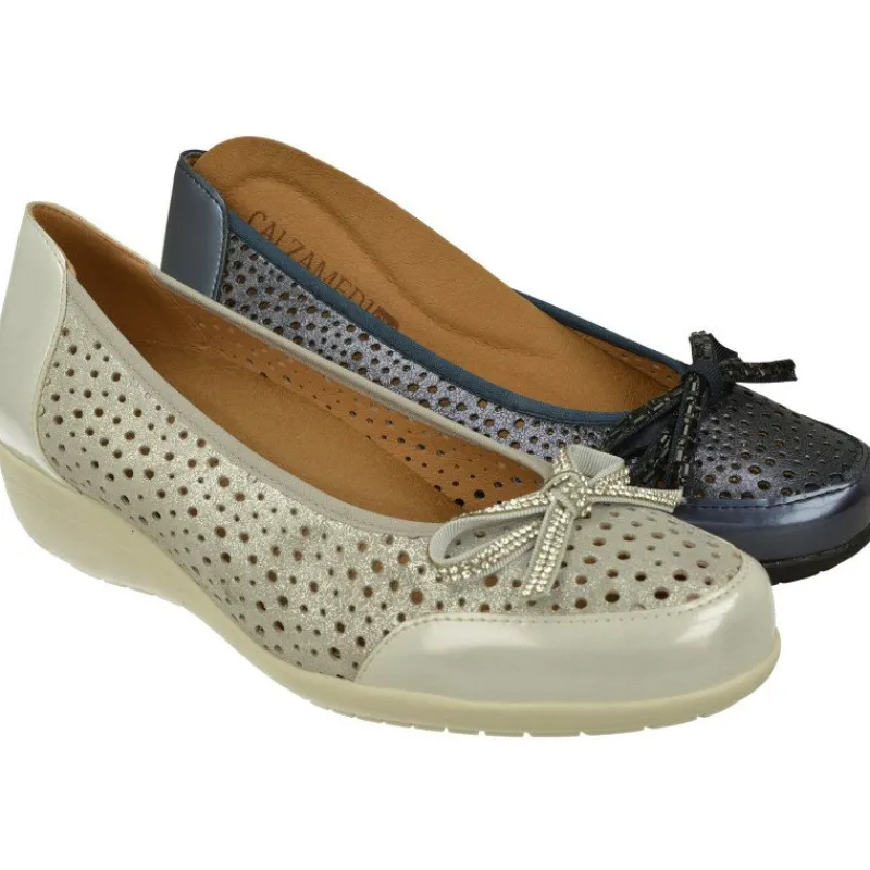 Calzamedi Zapatos Salon|Salon De Picaso Con Lazo Y Elastico Al Hueco. Piso De Caucho Y Planta Extraible En Horma De Ancho Especial
