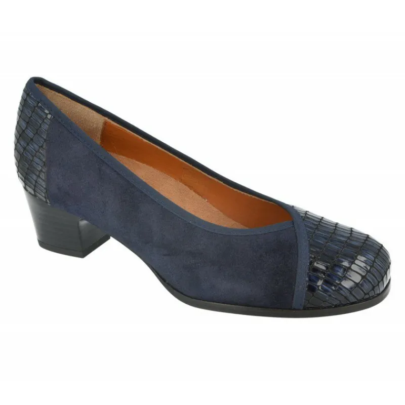 Comfort Class Zapatos Salon|Salon De Tacon Combinado En Ante Y Charol Con Planta Anatomica Movible Y Tacon De 3,5Cm
