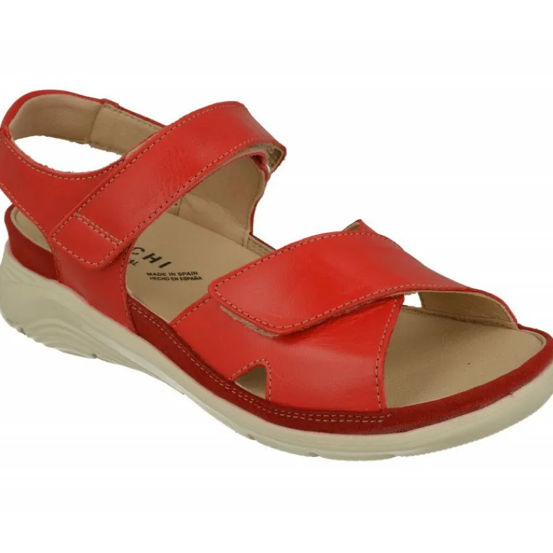 Baerchi Sandalias|Sandalia De Con Doble Tira De Velcro Ajustable En Piel Vacuna, Planta Anatomica Extraible Y Piso De Poliuretano