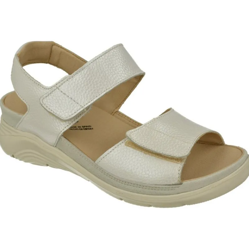Baerchi Sandalias|Sandalia De Con Doble Tira De Velcro Ajustable En Piel Vacuna Y Piso De Poliuretano Con Planta Extraible