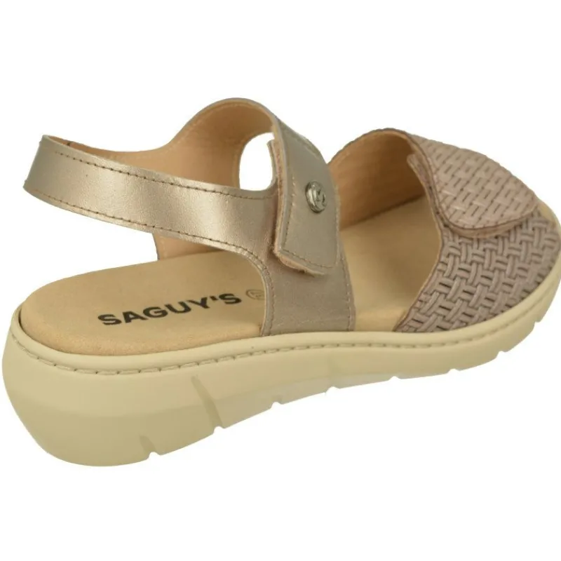 Calzamedi Sandalias|Sandalia De Con Doble Tira De Velcro Y Pala Grabada. Planta Anatomica Extraible Y Piso De Amortiguacion Taupe