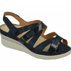 Calzamedi Sandalias|Sandalia De De Tiras Cruzadas Con Ajuste Por Velcro En Piel Combinada Con Charol, Planta Extraible Con Doble Cazoleta