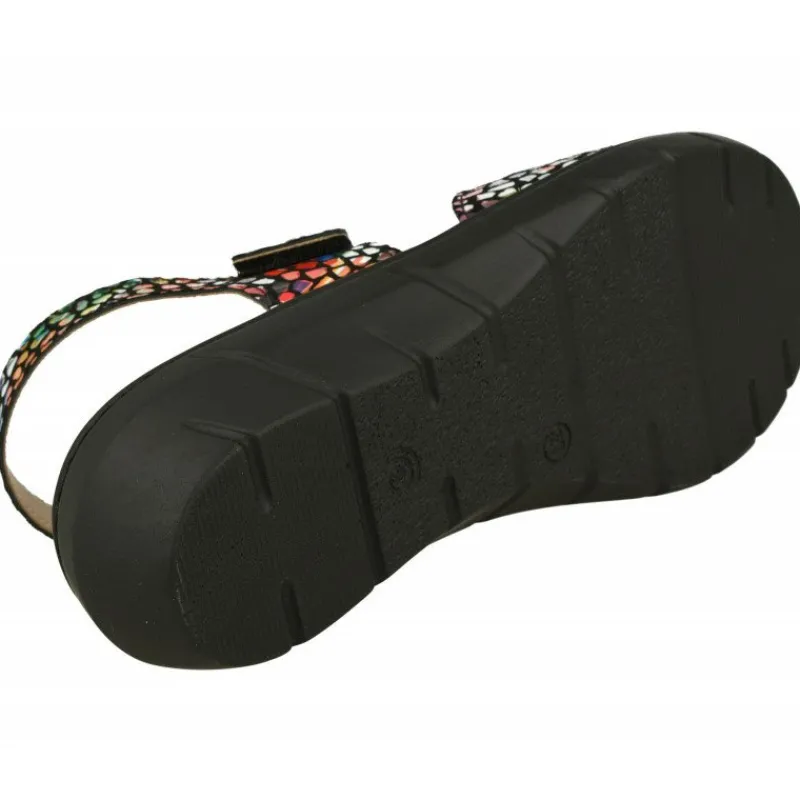 Calzamedi Sandalias|Sandalia De En Piel Vidriera Con Doble Tira De Velcro Ajustable Y Planta De Descanso Movible. Negro