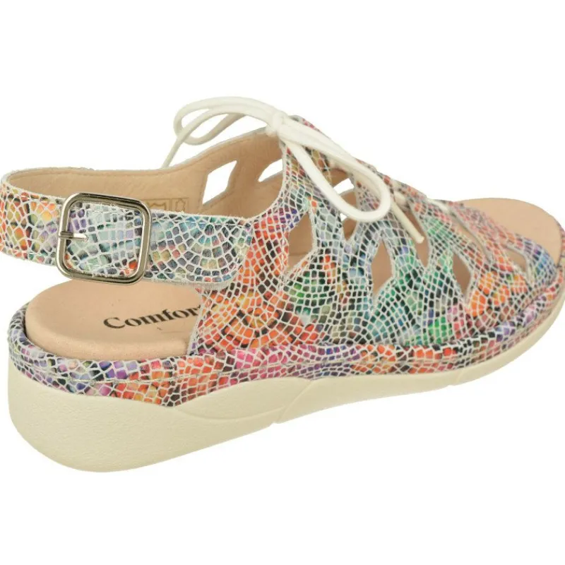 Comfort Class Sandalias|Sandalia De En Piel Estampado De Flores Con Horma De Ancho Especial Y Planta De Descanso Extraible