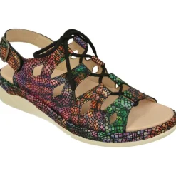 Comfort Class Sandalias|Sandalia De En Piel Estampado De Flores Con Horma De Ancho Especial Y Planta De Descanso Extraible