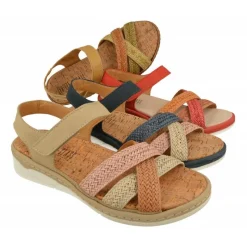 Comfort Class Sandalias|Sandalia De De Tiras Cruzadas Trenzadas Con Planta Anatomica Extraible Y Piso De Poliuretano