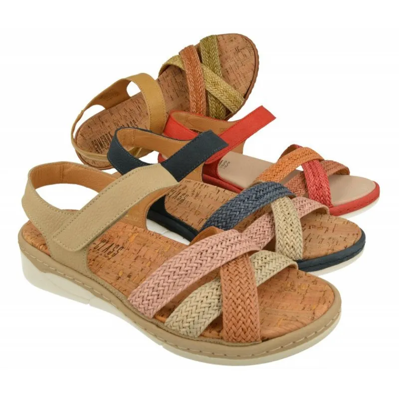 Comfort Class Sandalias|Sandalia De De Tiras Cruzadas Trenzadas Con Planta Anatomica Extraible Y Piso De Poliuretano