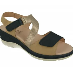 Comfort Class Sandalias|Sandalia De En Piel Combinada Nobuck Con Tiras Cruzadas Con Ajuste Velcro Y Planda Anatomica Extraible