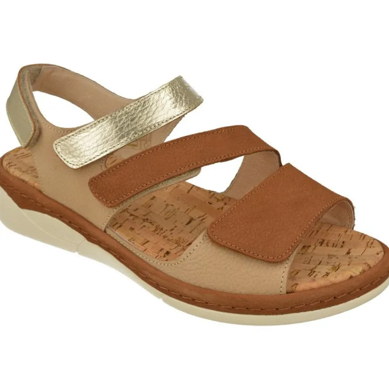 Comfort Class Sandalias|Sandalia De (Essential) En Piel Combinada Con Tiras De Velcro Ajustables, Planta Extraible Y Piso De Poliuretano