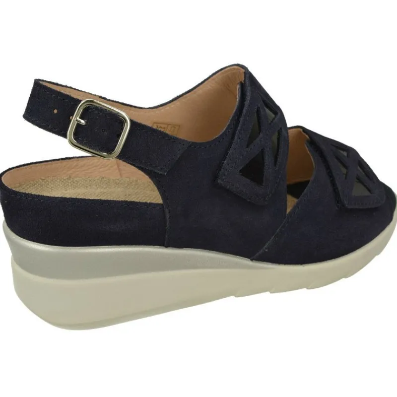 Comfort Class Sandalias|Sandalia De (Essential) Con Doble Tira De Velcro Ajustable En Piel Nobuck Y Planta Extraible, Piso De Cuna Ligera Marino