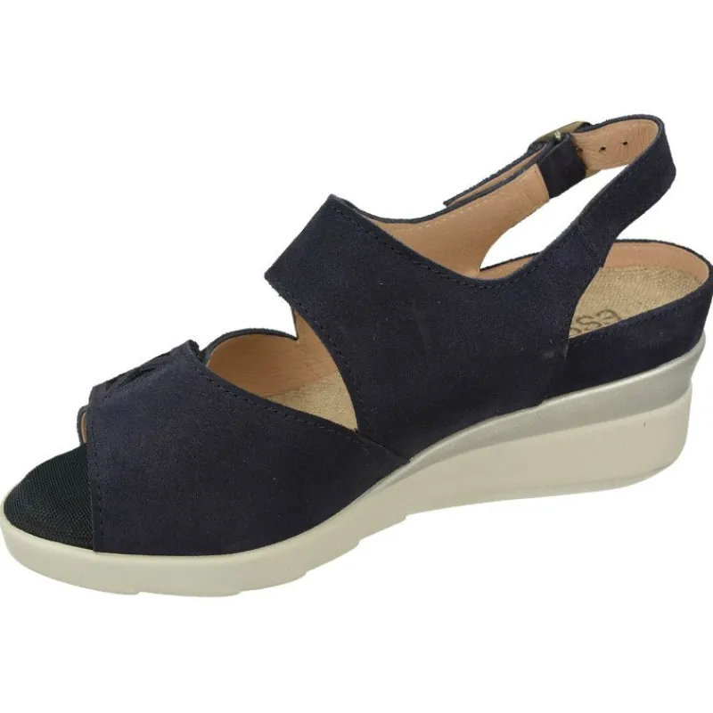 Comfort Class Sandalias|Sandalia De (Essential) Con Doble Tira De Velcro Ajustable En Piel Nobuck Y Planta Extraible, Piso De Cuna Ligera Marino