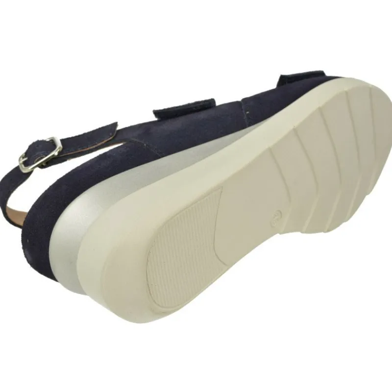 Comfort Class Sandalias|Sandalia De (Essential) Con Doble Tira De Velcro Ajustable En Piel Nobuck Y Planta Extraible, Piso De Cuna Ligera Marino