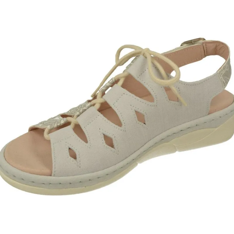 Comfort Class Sandalias|Sandalia De Acordonada Extra Ancha En Piel Grabada, Piso De Poliuretano Y Planta Anatomica Extraible